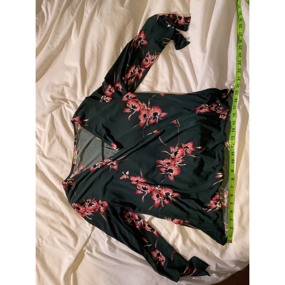 Beacon Womens Floral Long Sleeve Surplice Wrap Top Small TU38031-A6 T08-07